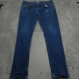 Hudson Jeans Mens 38x33 Blue Denim Straight Casual Distressed Preppy